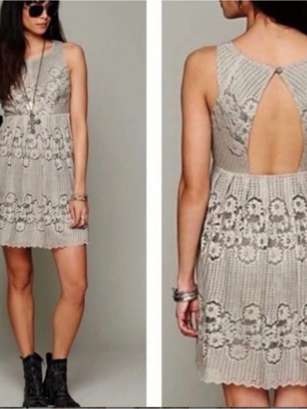 Free People Rocco Crochet Lace Sleeveless Mini Dress Size 10